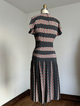 Load image into Gallery viewer, vintage 1940s rayon abstract print dress {xs}