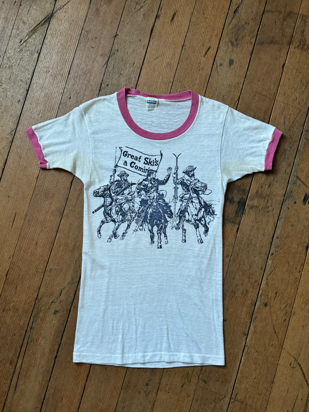 vintage 1970s skiing cowboys ringer tee AS-IS