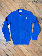 Load image into Gallery viewer, DEADSTOCK vintage 1940s royal blue knit cardigan zip up sweater
