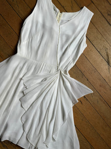 AS-IS vintage 1960s white chiffon evening dress {m}