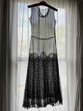 Load image into Gallery viewer, vintage 1930s black sheer silk lace dress {xs/s}