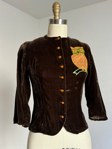 vintage 1940s Owl top {xs}