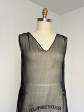 Load image into Gallery viewer, vintage 1920s black sheer silk dress {m/L}