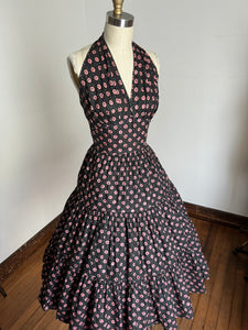 vintage 1950s floral halter dress {s}