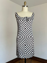 Load image into Gallery viewer, vintage 1960s psychedelic black and white dress {s/m}