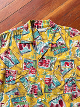 Load image into Gallery viewer, vintage 1950s novelty travel shirt - loop collar