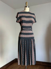 Load image into Gallery viewer, vintage 1940s rayon abstract print dress {xs}