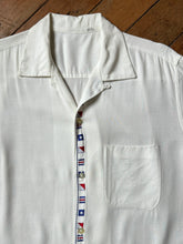 Load image into Gallery viewer, vintage 1950s rayon flag shirt - loop collar