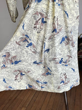 Load image into Gallery viewer, vintage 1940s novelty print rayon dress {xs}