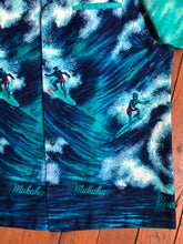 Load image into Gallery viewer, vintage 1960s cotton Surfer print Hawaiian shirt