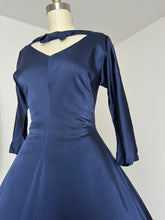 Load image into Gallery viewer, vintage 1950s navy evening dress {s}