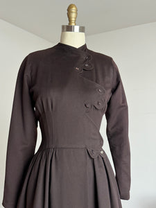 vintage 1940s brown wool princess coat {s}