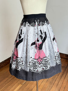 vintage 1950s Flamenco dancers border print skirt {32"W}
