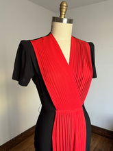 Load image into Gallery viewer, vintage 1940s black and red rayon gown {s}