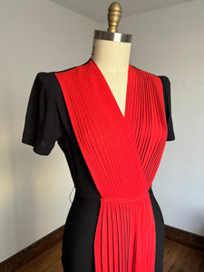 vintage 1940s black and red rayon gown {s}