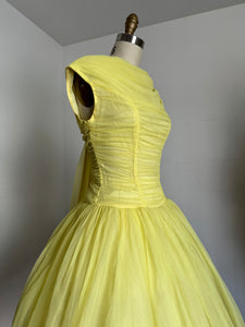 vintage 1960s yellow chiffon party dress {s}