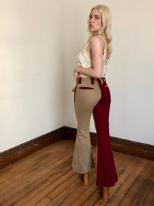 vintage 1960s 70s color block flared pants