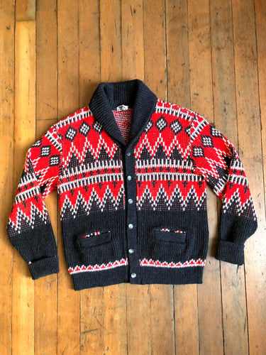 vintage 1950s 60s shawl collar cardigan sweater