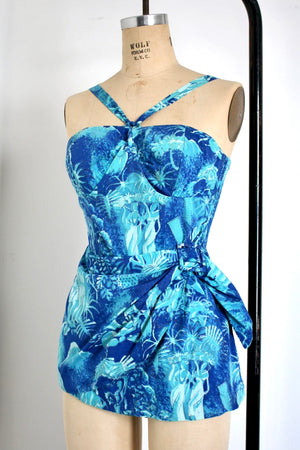 vintage 1950s Alfred Shaheen romper swimsuit {XS-M}