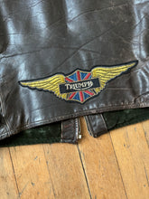 Load image into Gallery viewer, vintage 1940s leather jacket with Triumph patch