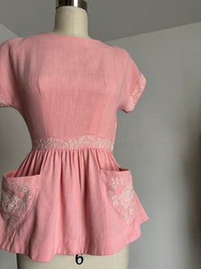 vintage 1940s pink linen blouse {xs}