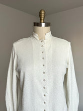 Load image into Gallery viewer, vintage 1960s silver metallic blouse {L}