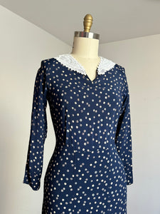 vintage 1930s navy rayon dress {m}