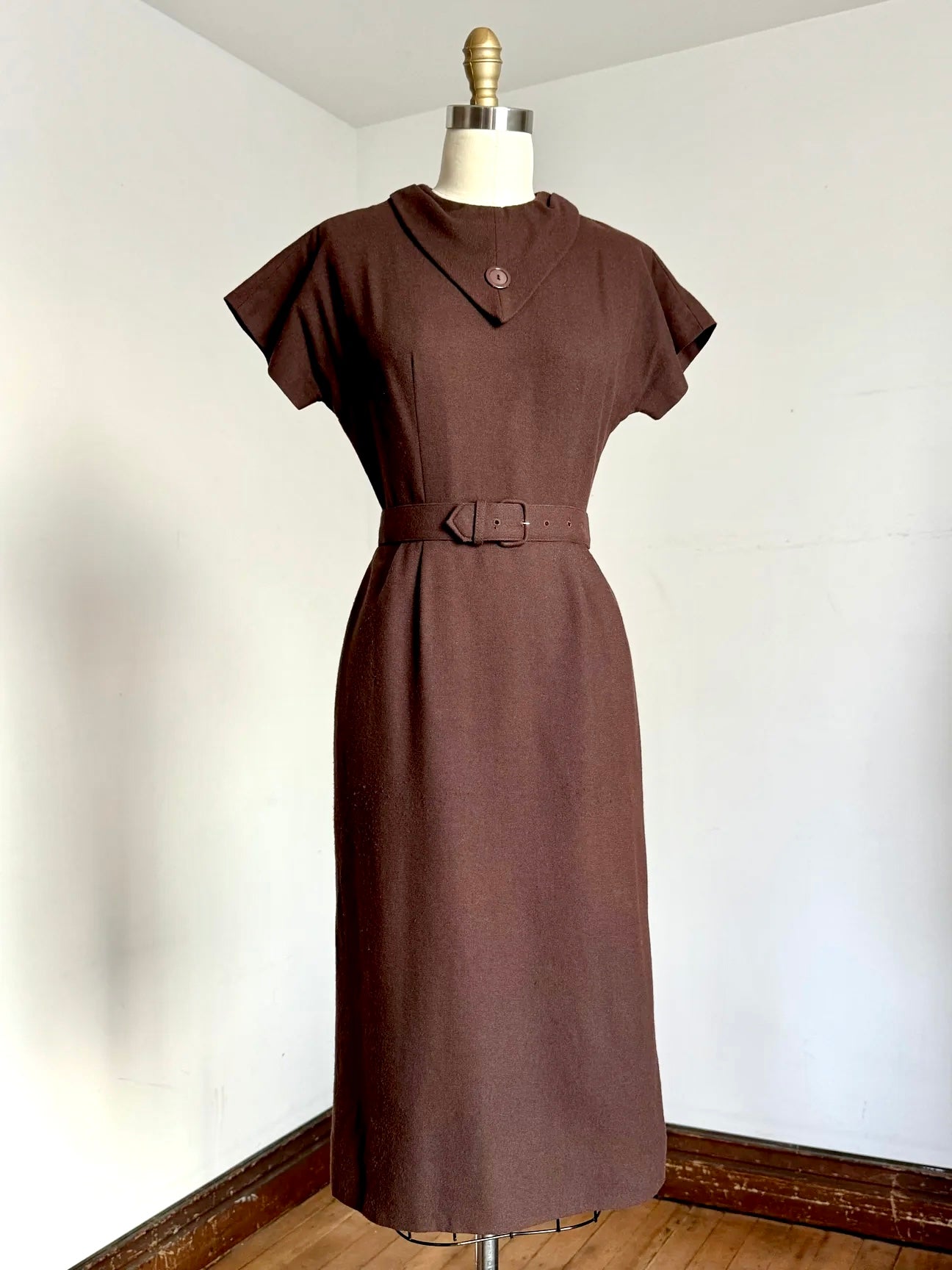 vintage 1950s brown wool dress {xs} – Trunk of Dresses