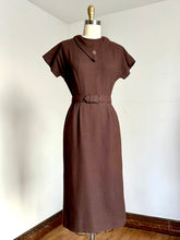 Load image into Gallery viewer, vintage 1950s brown wool dress {xs}