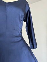 Load image into Gallery viewer, vintage 1950s navy evening dress {s}