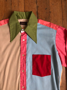 vintage 1970s color block long sleeve shirt