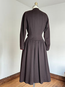 vintage 1940s brown wool princess coat {s}