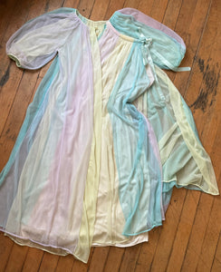 vintage 1960s colorful peignoir lingerie set {L}