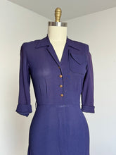 Load image into Gallery viewer, vintage 1940s 50s navy rayon dress {s}
