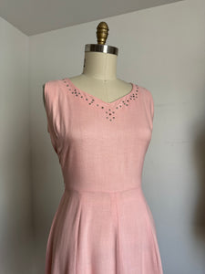 vintage 1950s pink linen dress {m}