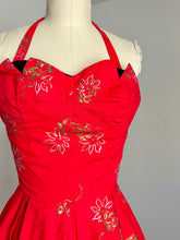 Load image into Gallery viewer, vintage 1950s red Hawaiian sun dress {xxs-xs}
