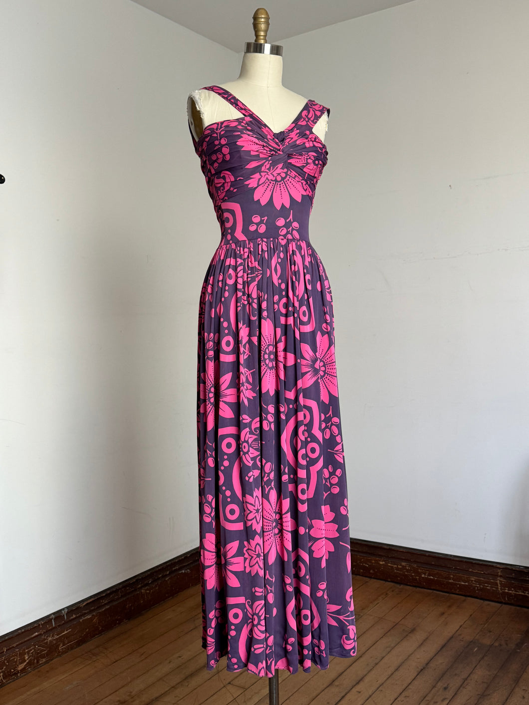 vintage 1930s 40s rayon jersey gown {xs}