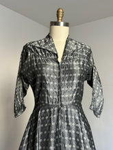 Load image into Gallery viewer, vintage 1950s front zip silver dress {m}