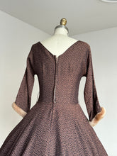 Load image into Gallery viewer, vintage 1950s party dress w/ faux fur cuffs {s}