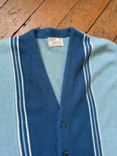 Load image into Gallery viewer, vintage 1960s blue two tone orlon cardigan