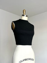 Load image into Gallery viewer, vintage 1960s black wool crop top {xs/s}