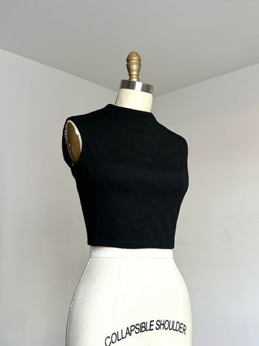 vintage 1960s black wool crop top {xs/s}