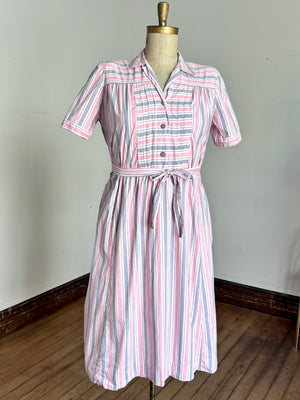 vintage 1940s cotton striped dress {2X}