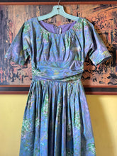 Load image into Gallery viewer, RARE vintage 1950s Marc Chagall novelty Evening Enchantment cotton dress {xs}