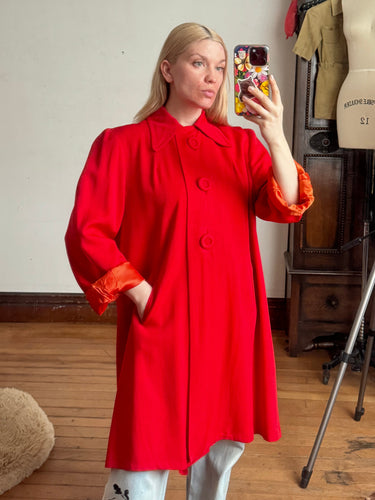 vintage 1940s red coat {L}