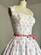 Load image into Gallery viewer, vintage 1950s pineapple print cotton sun dress {xs-m}