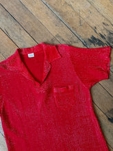 Load image into Gallery viewer, vintage 1950s red lurex shimmer shirt