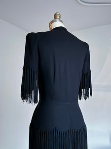 vintage 1940s black tassel dress {xs}