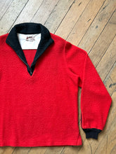 Load image into Gallery viewer, vintage 1950s red fuzzy pullover quarter zip sweater