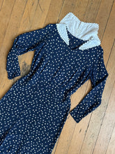 Load image into Gallery viewer, vintage 1930s navy rayon dress {m}